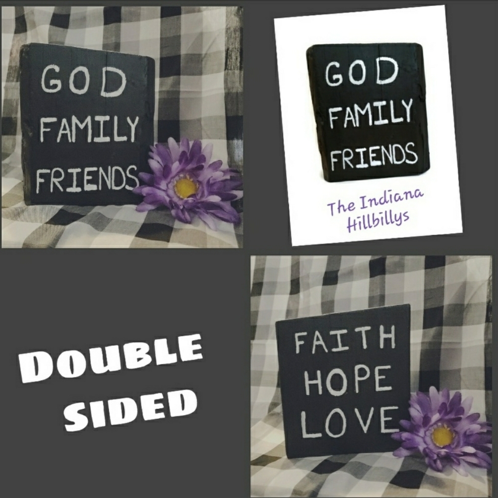 Wooden home decor art faith hope love/ reversible